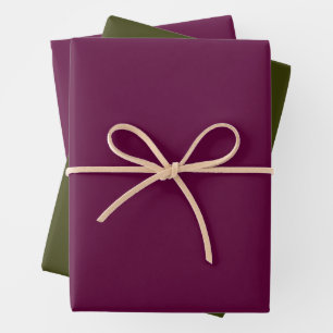 Solid Dark Magenta and Dark Olive Wrapping Paper Sheet
