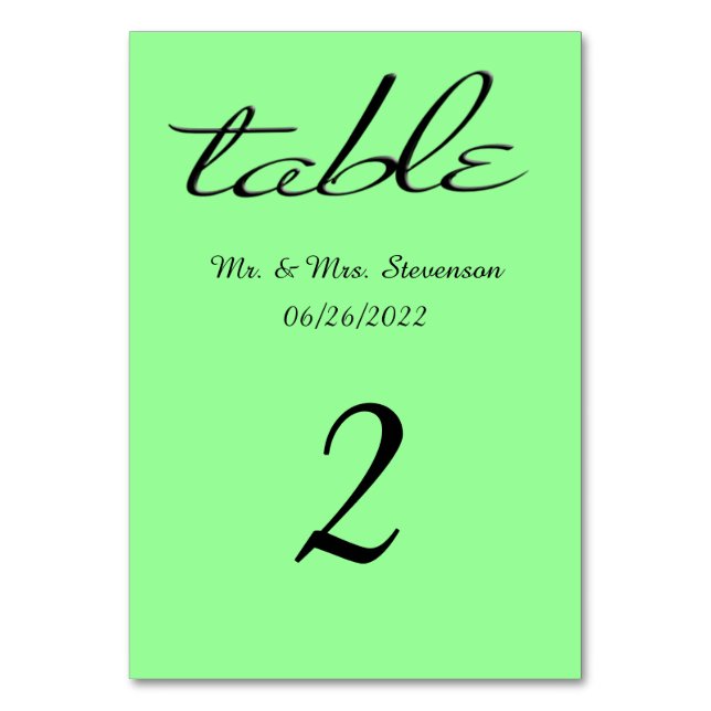 Solid Dark Mint Green Table Number (Front)