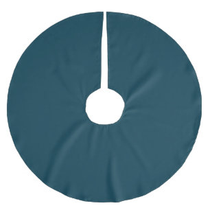 Solid deep aqua teal blue brushed polyester tree skirt