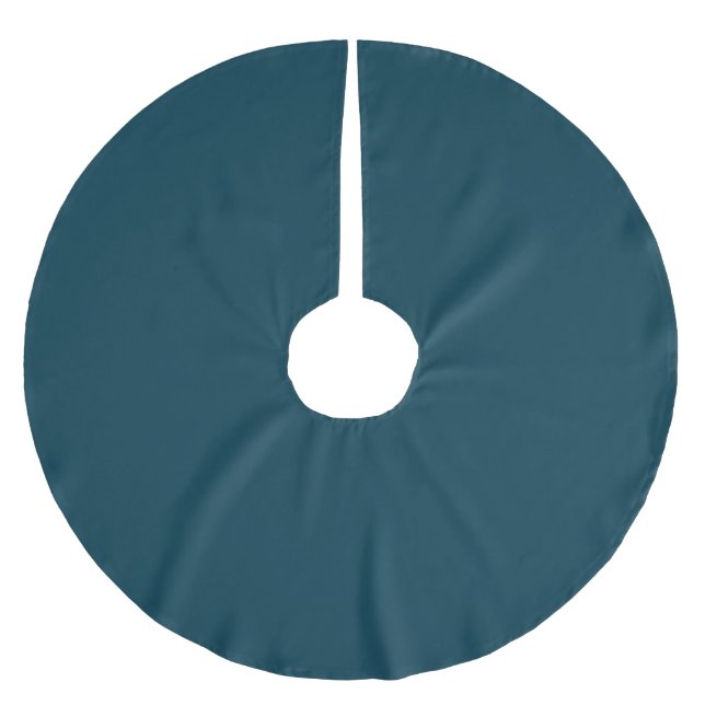 Solid deep aqua teal blue brushed polyester tree skirt (Front)