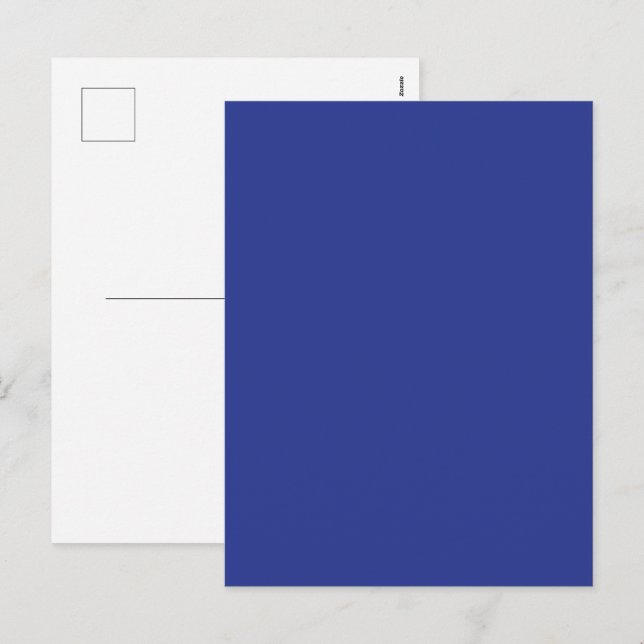 Solid Deep Blue Backdrop | Bold Minimalist Design Holiday Postcard (Front/Back)