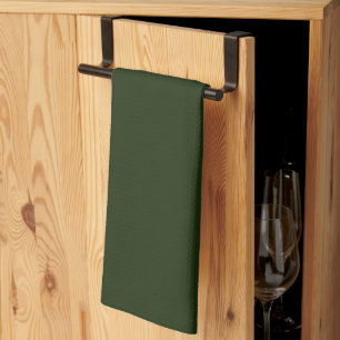 Solid deep forest green tea towel