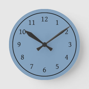 Solid Dusky Blue Round Clock