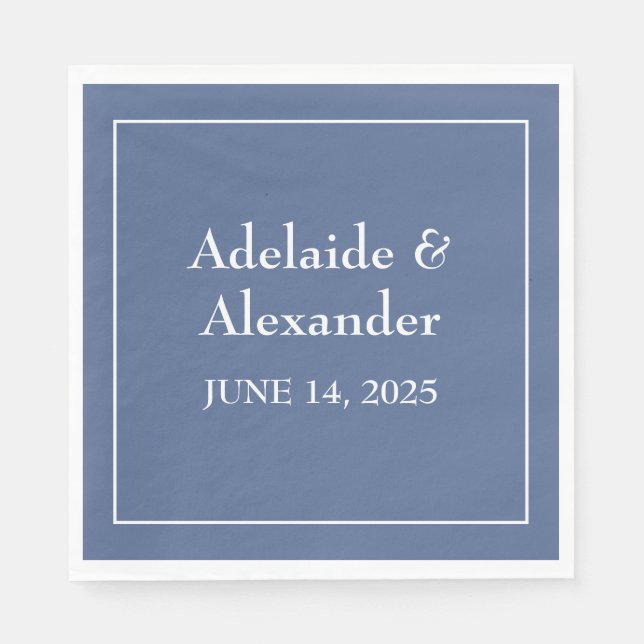 Solid Dusty Blue Paper Plate Napkin (Front)
