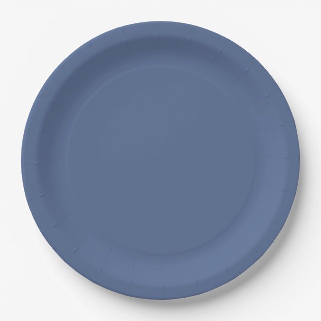 Solid Dusty Blue Wedding Paper Plate (Front)