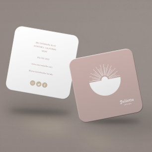 Solid "Dusty Blush" Retro Sunset Square Business Card