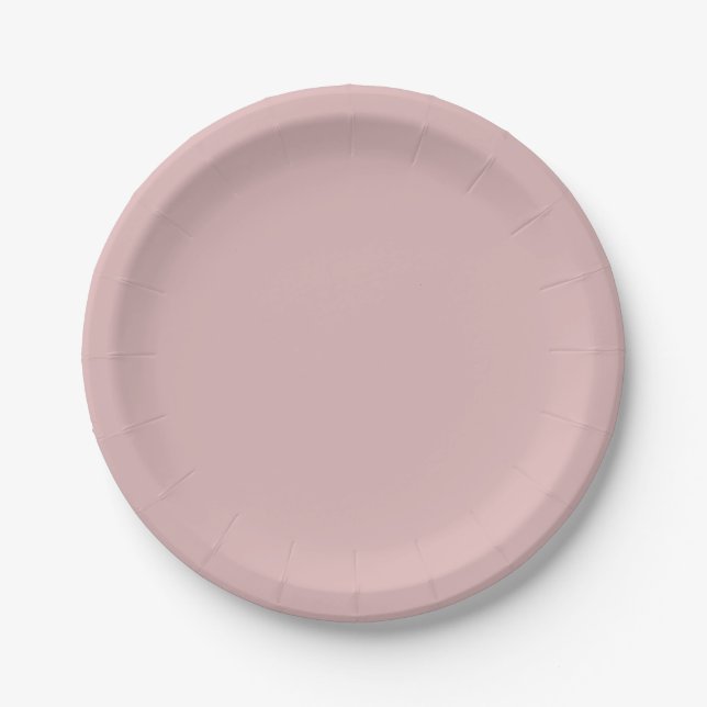 Solid dusty pink paper plate (Front)
