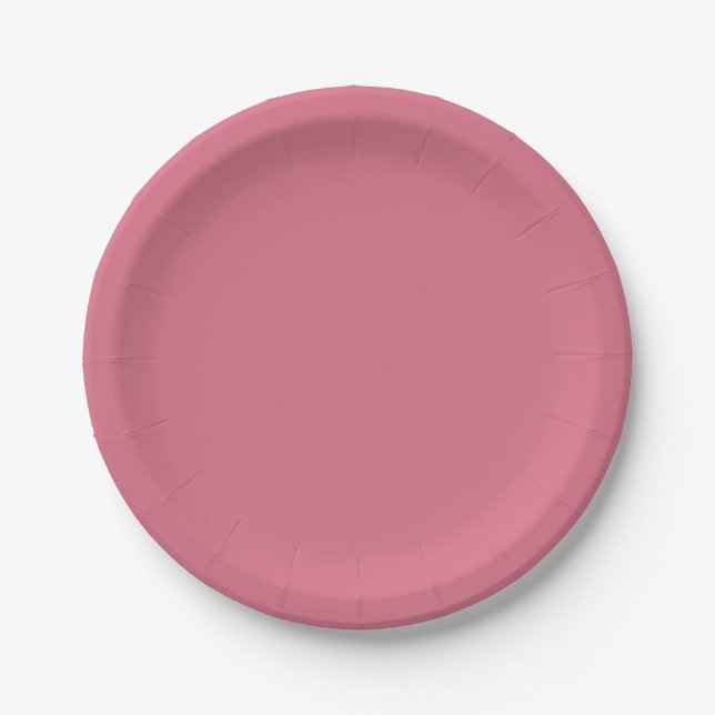 Solid dusty rose pink watermelon paper plate (Front)