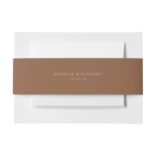 Solid Earthy Rust Colour Wedding Invitation Belly Band