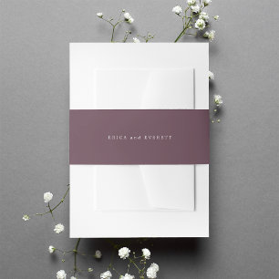 Solid Eggplant Plum Purple Wedding Invitation Belly Band