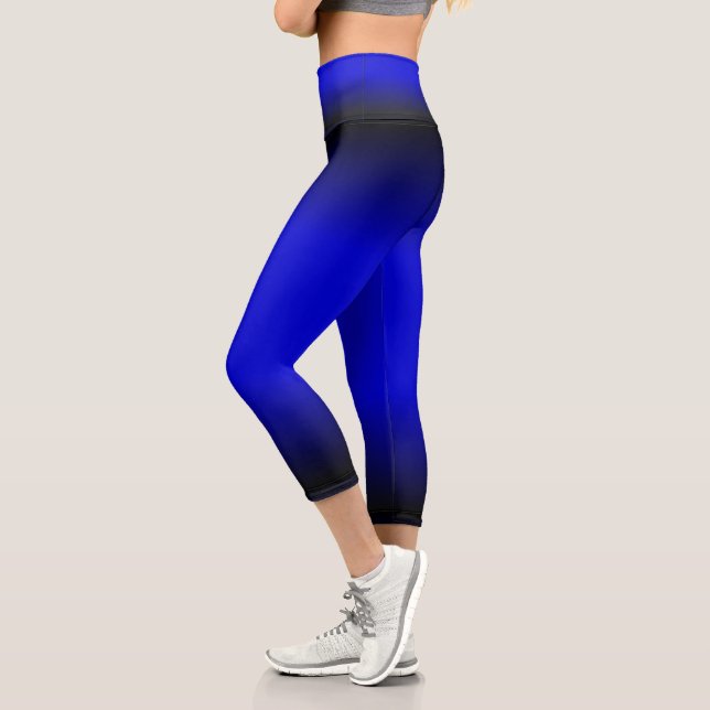 Solid Electric Blue Capri Leggings (Left)