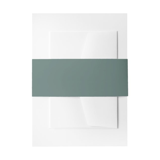 Solid Eucalyptus Green Colour | Hex# 5B7570 Invitation Belly Band (Front Example)