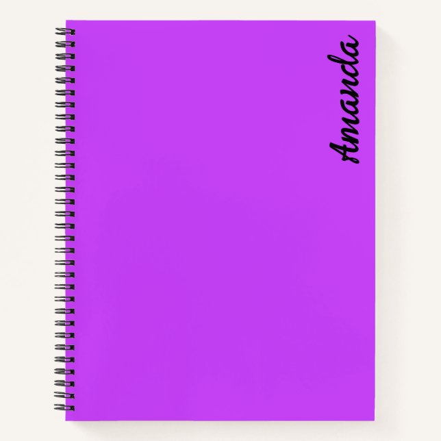 solid fluorescent bright neon purple  notebook (Front)