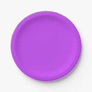 solid fluorescent bright neon purple paper plate