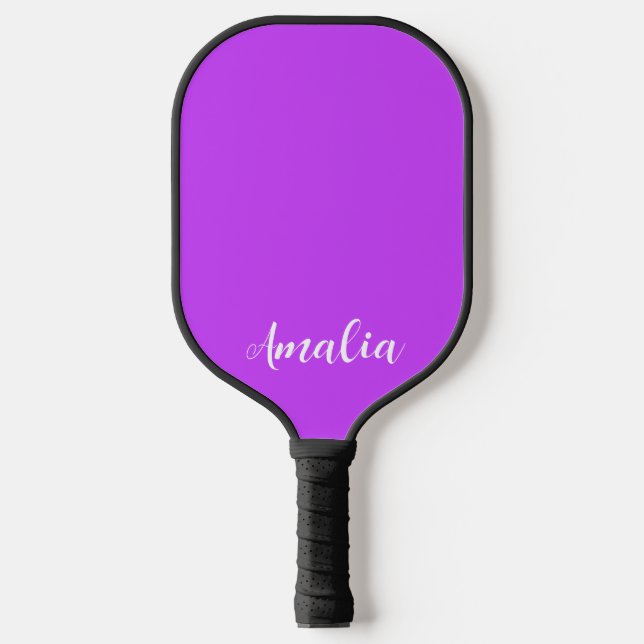 solid fluorescent bright neon purple   pickleball paddle (Front)