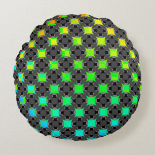 Solid Four Star Circle Cross by Kenneth Yoncich Round Cushion