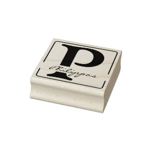 Solid Frame + your Monogram / Name Rubber Stamp
