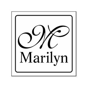 Solid Frame + your monogram & name Self-inking Stamp