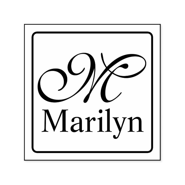 Solid Frame + your monogram & name Self-inking Stamp (Design)