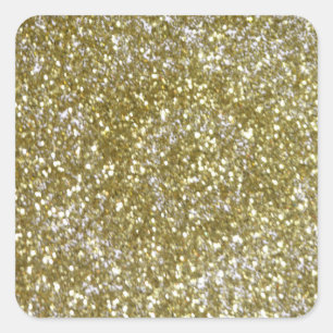 Solid Gold Glitter Square Sticker