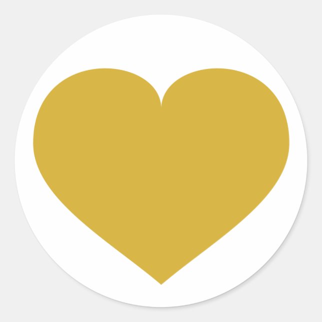 Solid gold heart classic round sticker (Front)