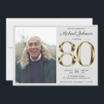 Solid Gold Text Grey Classy Photo 80th Birthday  Invitation<br><div class="desc">Solid Gold Text Grey Classy Photo 80th Birthday Invitation. Simple yet classy birthday invitation with the birth year milestone in solid gold text effect! This is an editable template and could be used for both male and female. Contact me if you have any questions, I will do my best to...</div>