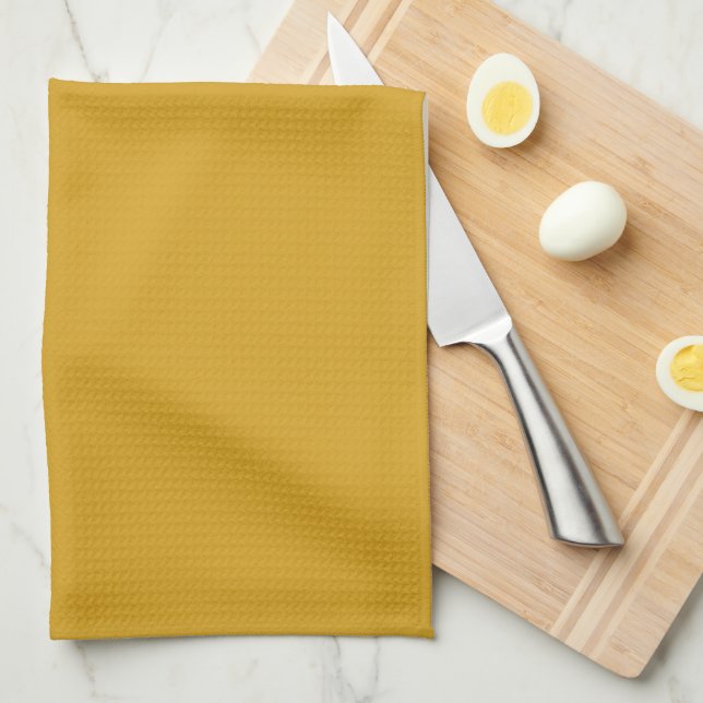 Solid goldenrod yellow tea towel (Quarter Fold)