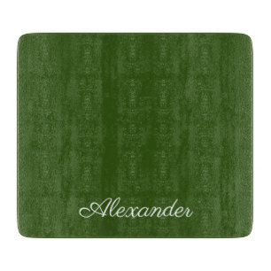 Solid Green background White Script Cutting Board