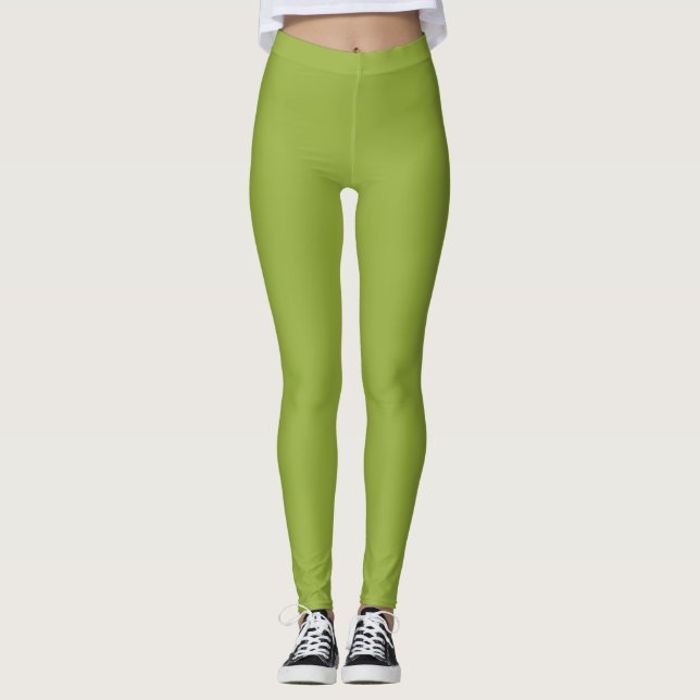 Solid green bamboo leaf leggings (Front)