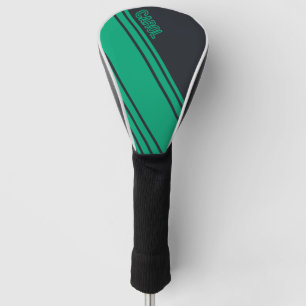 Solid Grey and Green Customisable Golf Head Cover