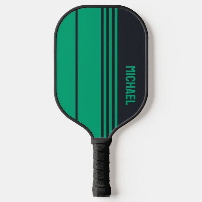 Solid Grey and Green Customisable Pickleball Paddle (Front)