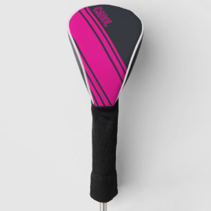 Solid Grey and Pink Customisable Golf Head Cover
