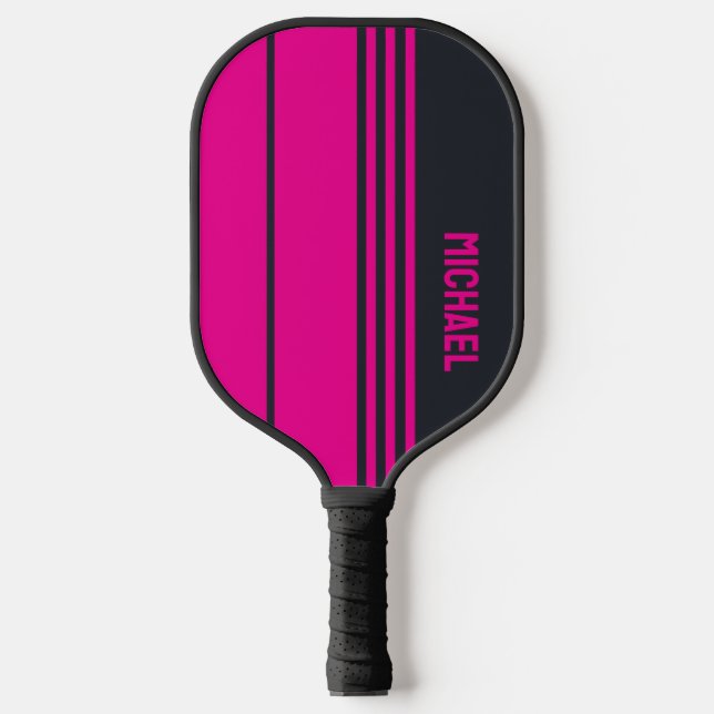 Solid Grey and Pink Customisable Pickleball Paddle (Front)