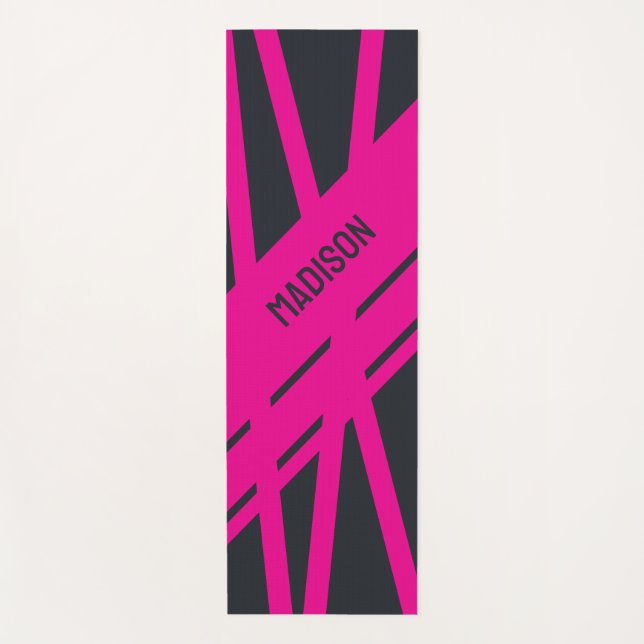 Solid Grey and Pink Customisable Yoga Mat (Front)