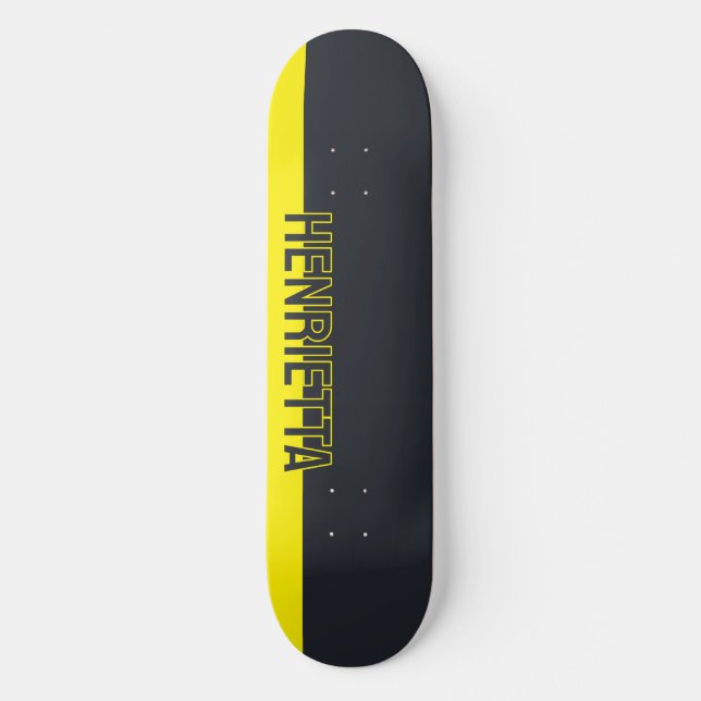 Solid Grey and Yellow Customisable Skateboard (Front)