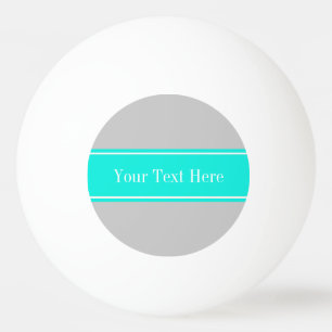 Solid Grey, Bright Aqua Ribbon Name Monogram Ping Pong Ball