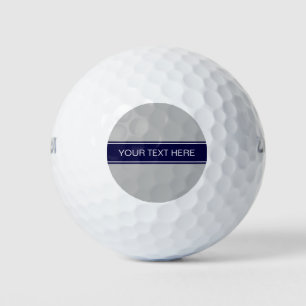 Solid Grey Navy Blue Ribbon Name Monogram Golf Balls