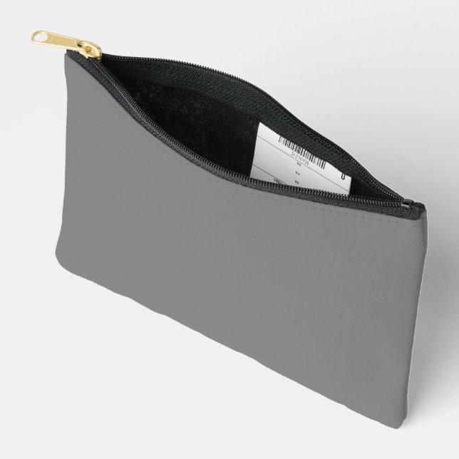 Solid Grey Print Cut Sew Small Accessory Pouch (Open)