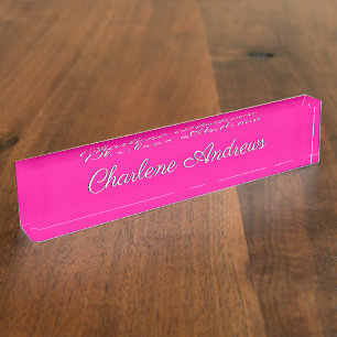 Solid Hot Pink Nameplate