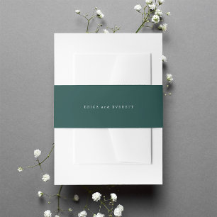 Solid Hunter Green Personalised Wedding Invitation Belly Band