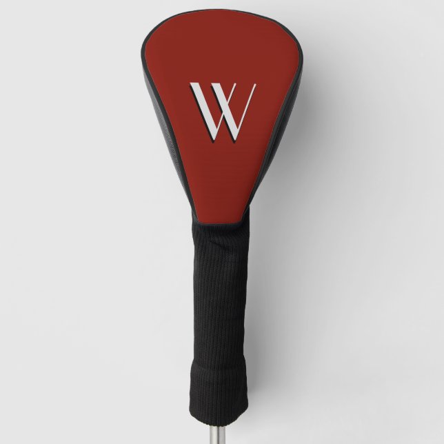Solid Indian Red Initialled Golf Head Cover (Front)