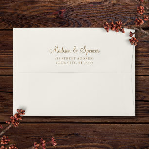 Solid Ivory Cream Golden Wedding 5x7 Envelope