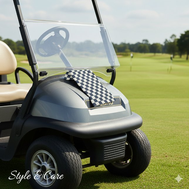 Solid Ivory with Deep Navy Square Pattern Golf Towel (Solid Ivory with Deep Navy Square Pattern Golf Towel)