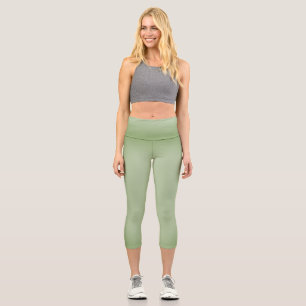 Solid Jade Green Celadon  Capri Leggings