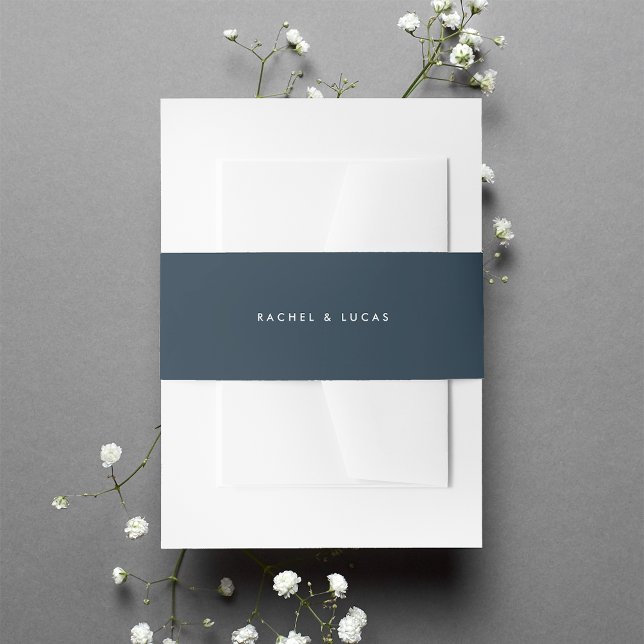 Solid Jewel Navy Wedding Invitation Belly Band (Creator Uploaded)