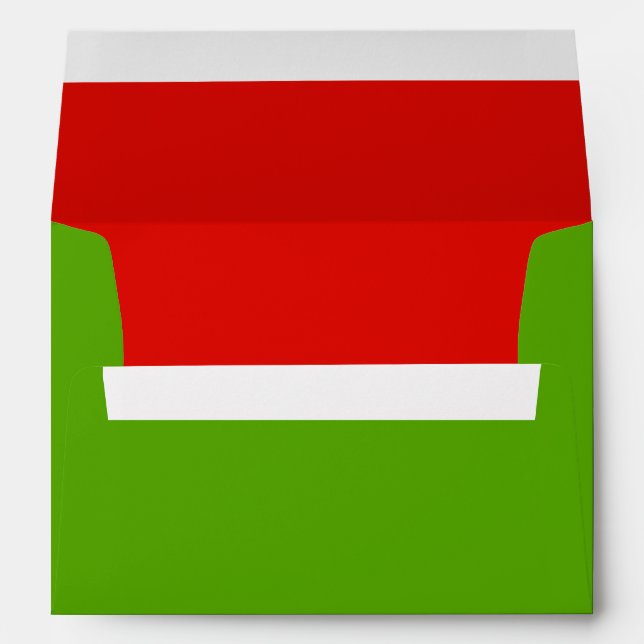 Solid Jolly Green w/Holly Red Liner Customisable Envelope (Back (Bottom))