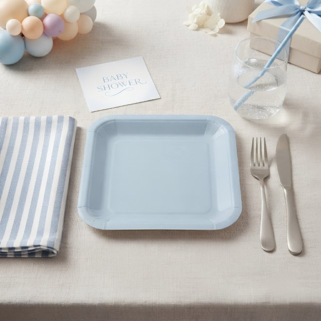 Solid Light Blue Disposable Plates for First Rodeo (Creator Uploaded)