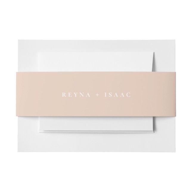 Solid Linen Pink Wedding Invitation Belly Band (Front Example)