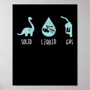 Solid Liquid Gas Science Dinosaur School Poster