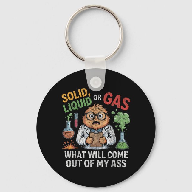 Solid Liquid Or Gas Funny Cat Physics Science Key Ring (Front)
